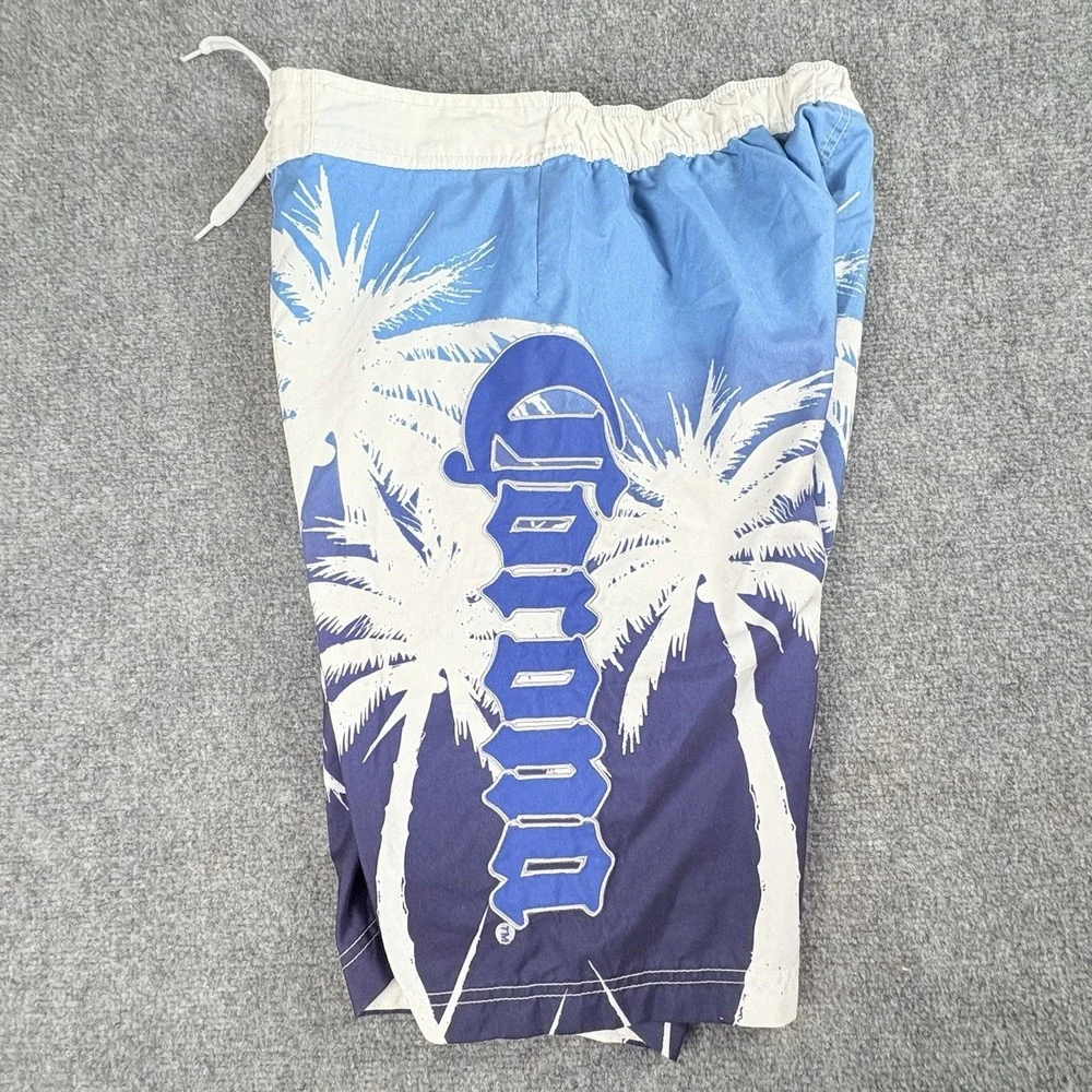 Corona Swim Trunks Mens M Board‎ Shorts Palm Tree Blue Tropical Coastal Beach